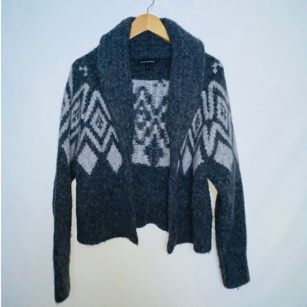 Banana Republic Alsh Fair Isle Cardigan - Women's L - Alpaca / Nylon Blend